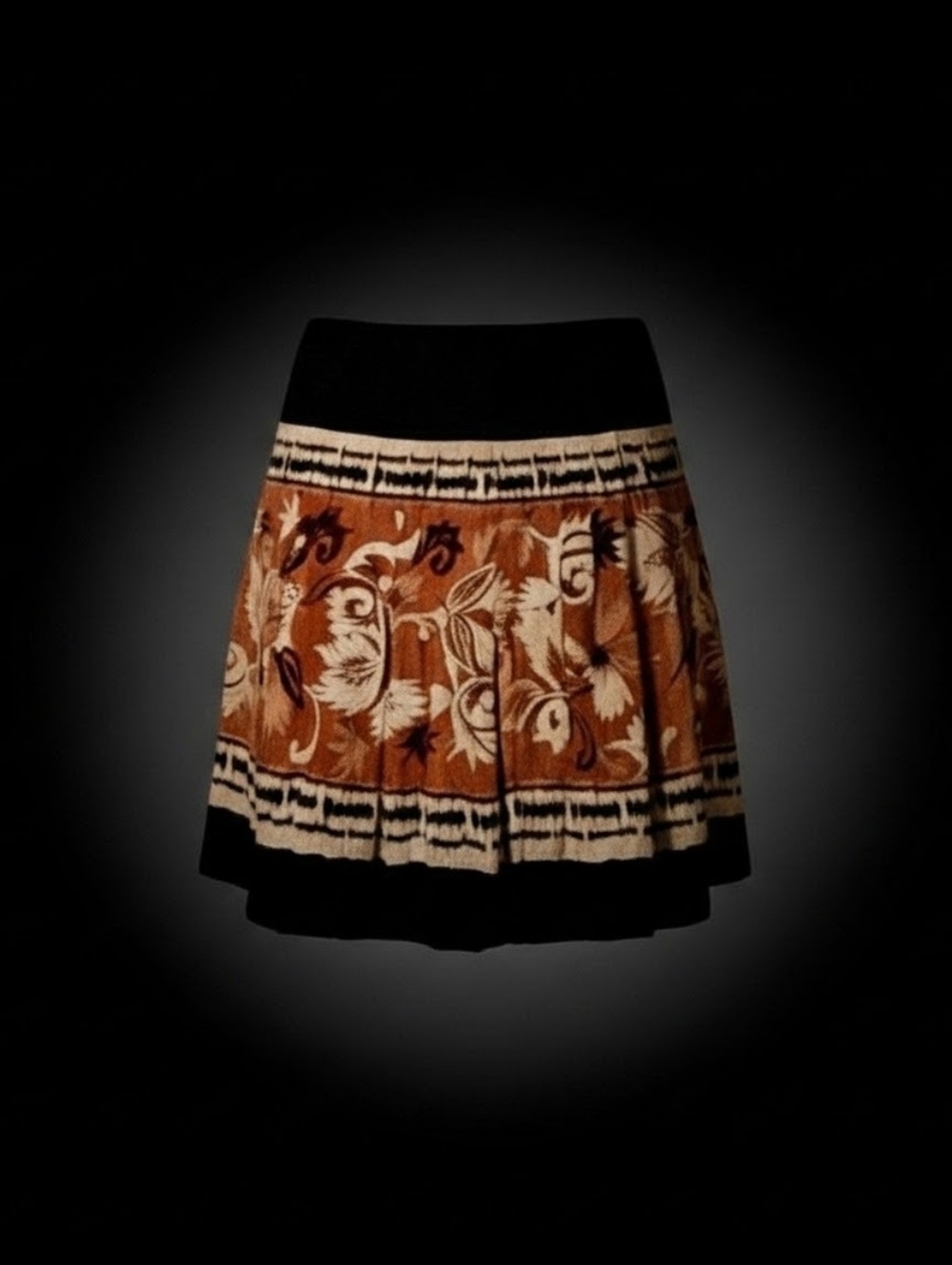 COLDWATER CREEK Chocolate Brown/ Vanilla Floral Circle Skirt